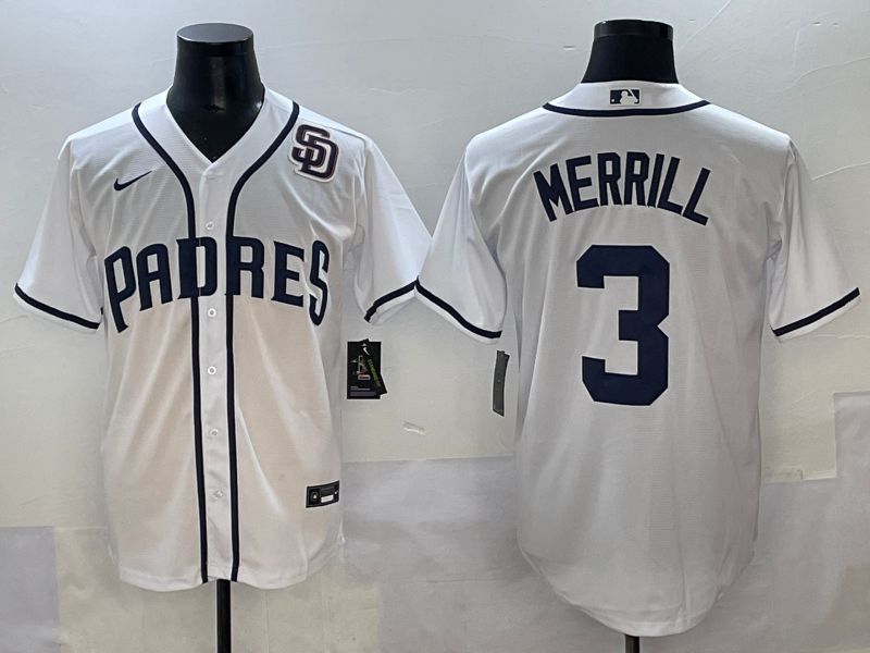 Men 2025 San Diego Padres #3 Merrill White Game Nike MLB Jersey style 9